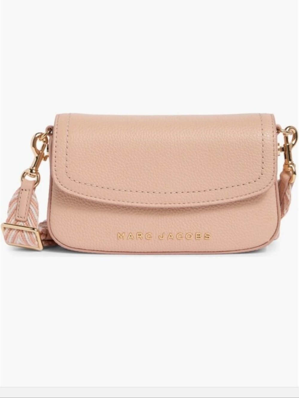 Marc Jacobs NWT Rose Pebbled Leather Crossbody Bag with Patterned Strap